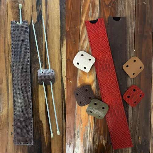 Leather knitting needle case