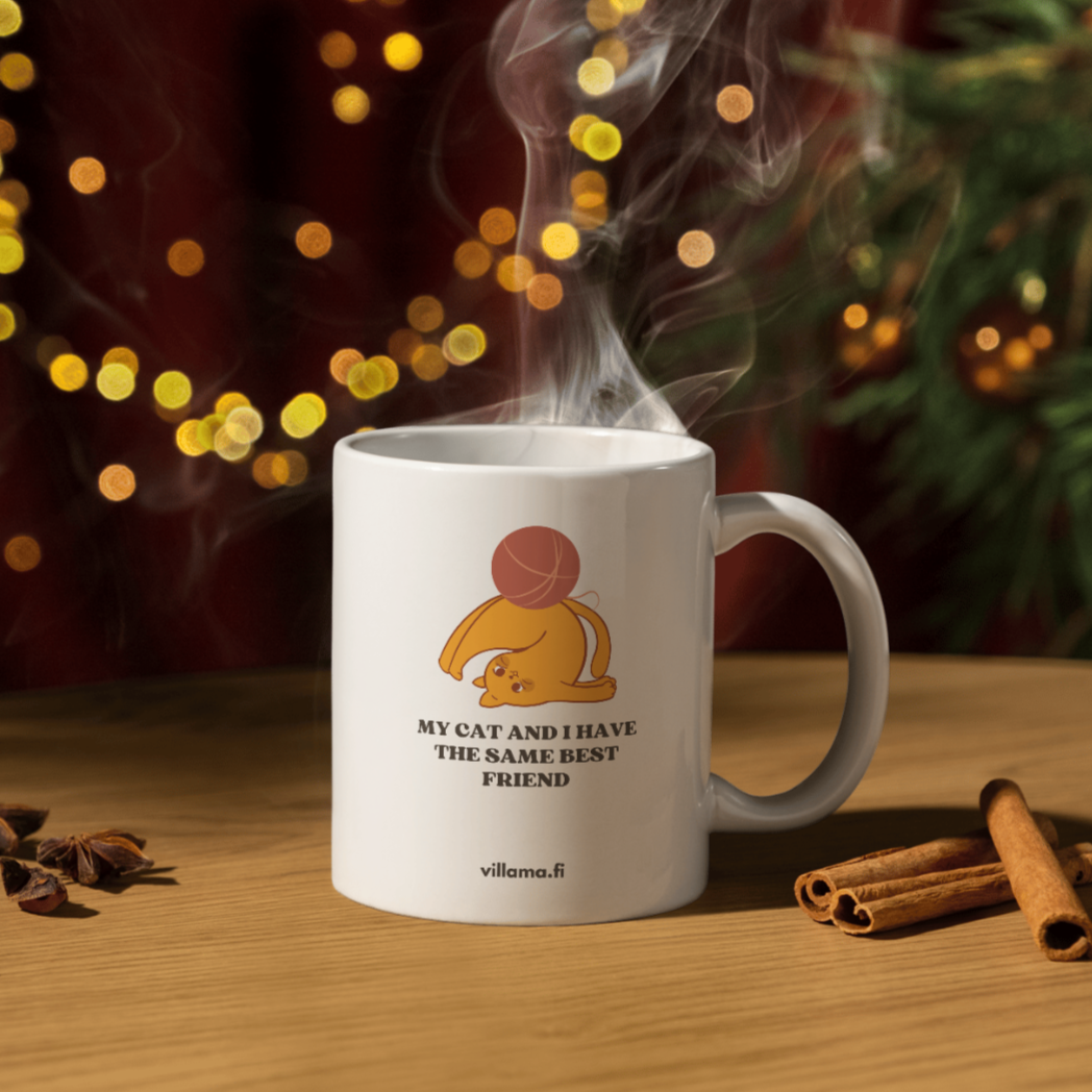 Coffee cup: my cat and I have the same best friend