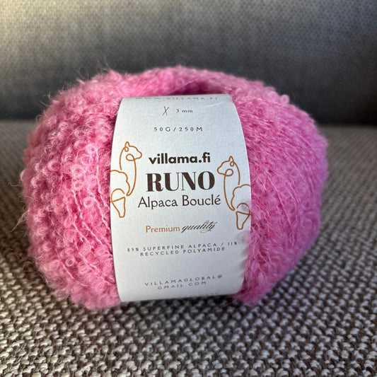 RUNO Alpakan bouclé – superfine alpakka 50g - villama - yarn - pink