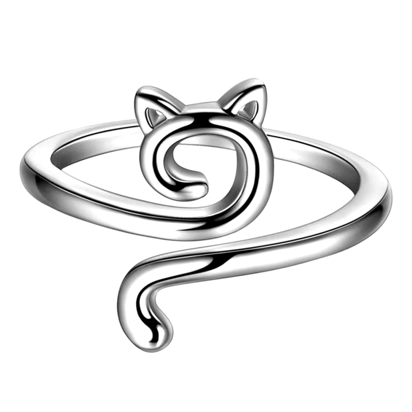 Säädettävä Hopeanvärinen Lankasormus, Kissankorvien Muoto