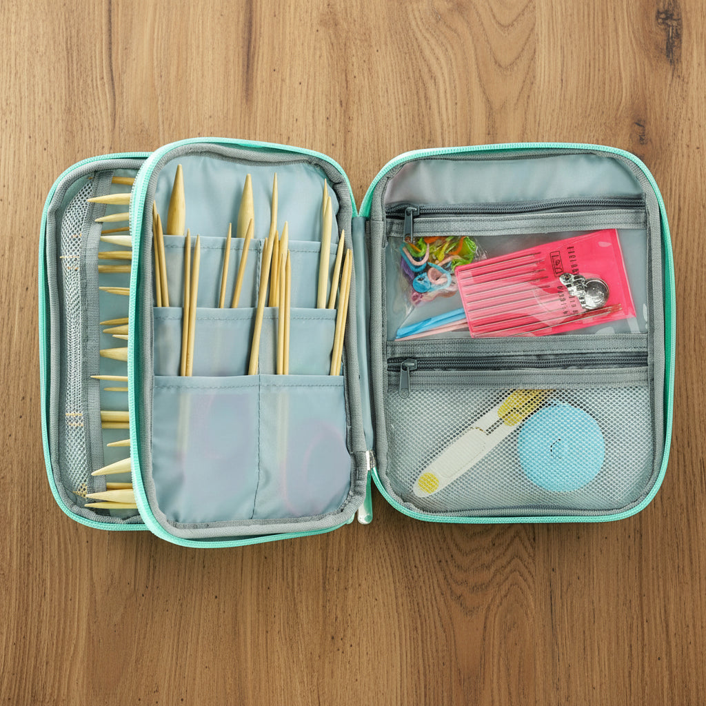 Knitting Needles Storage Bag, Waterproof Knitting Kit Organizer Case
