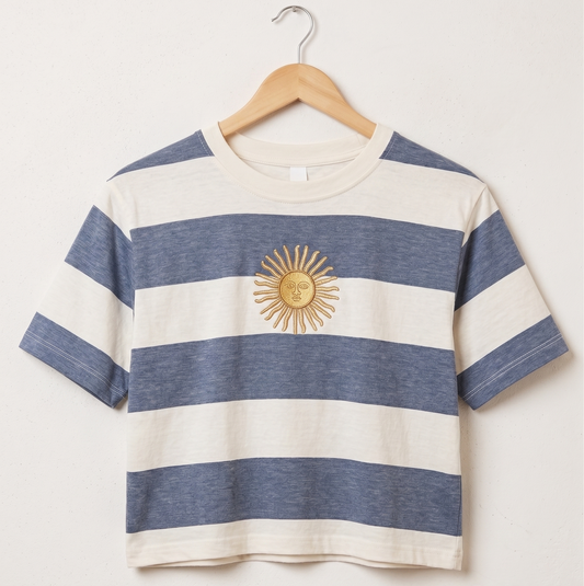 Remera de Argentina - camiseta de argentina con el sol de mayo bordado europa