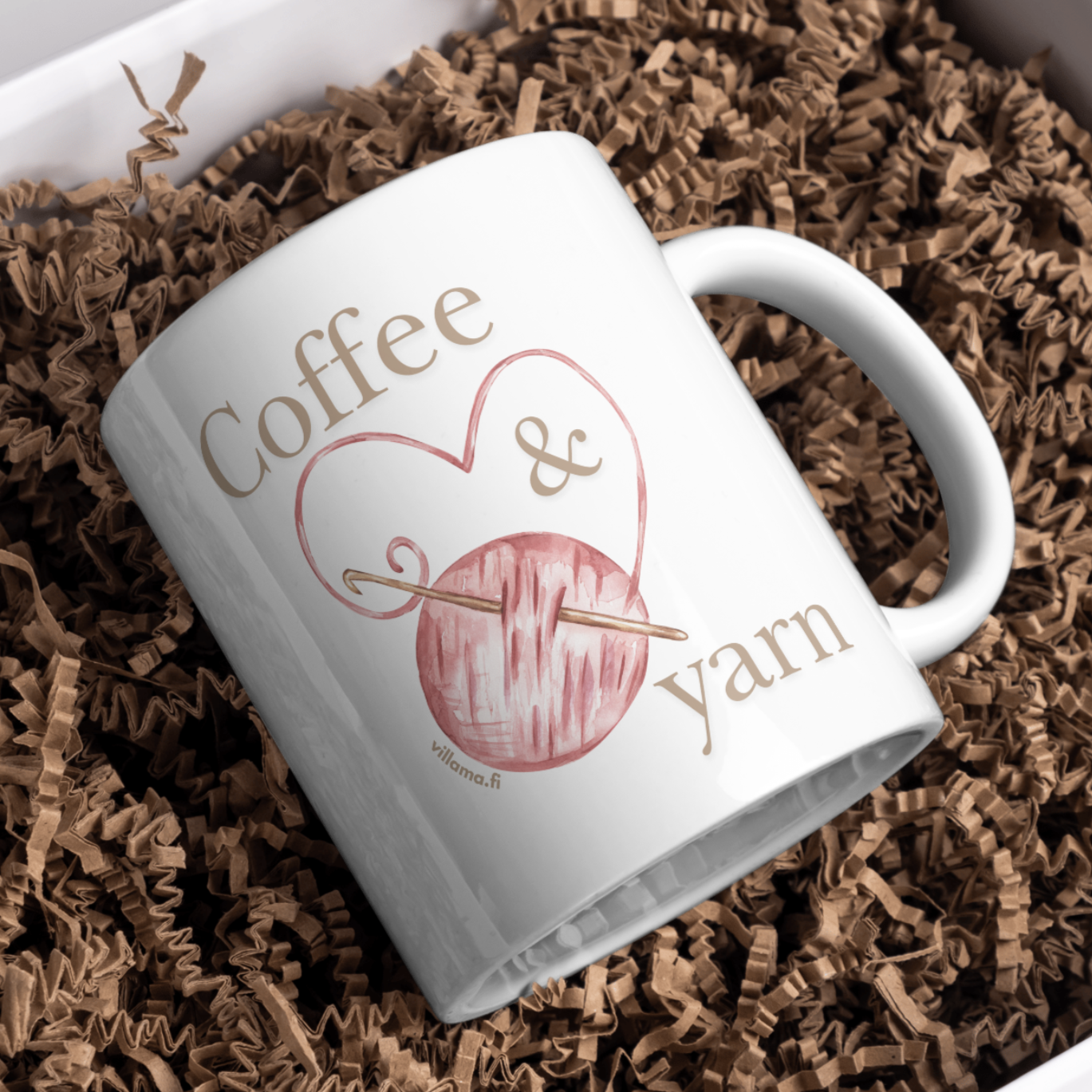 Cup villama coffee and yarn