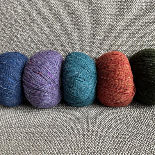 INCA 100% ALPACA TWEED - Worsted/ colour yarn - blue-oranage-violet-lightblue-green