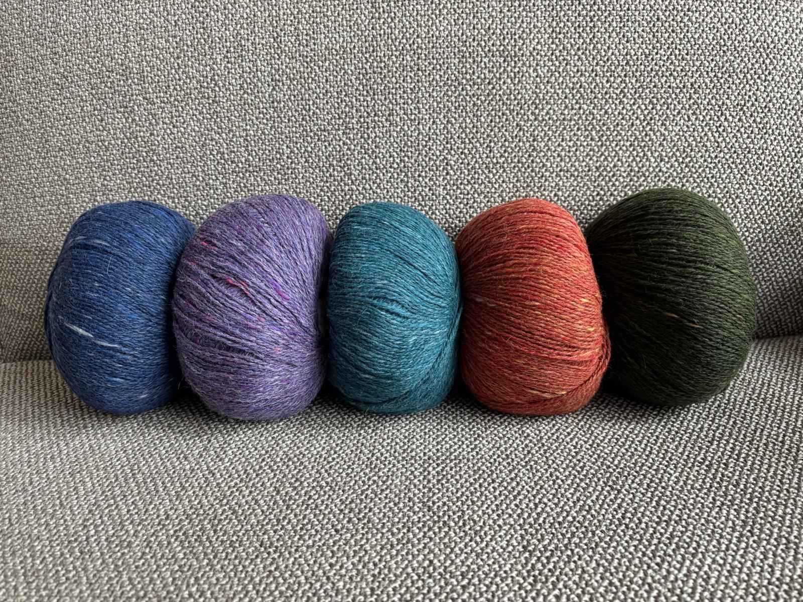 INCA 100% ALPACA TWEED - Worsted/ colour yarn - blue-oranage-violet-lightblue-green