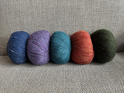 INCA 100% ALPACA TWEED - Worsted/ colour yarn - blue-oranage-violet-lightblue-green