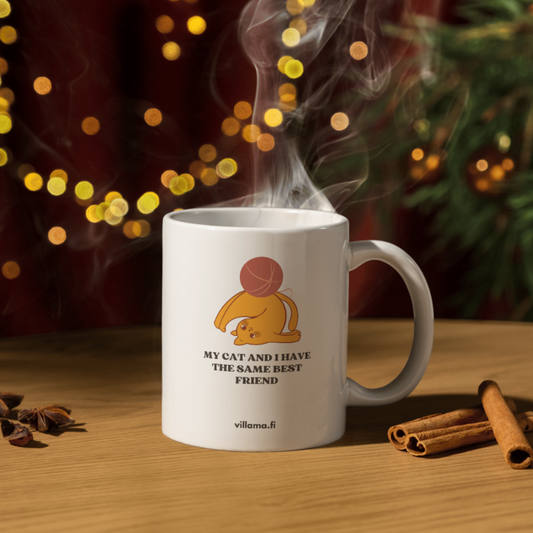 Coffee cup: my cat and I have the same best friend
