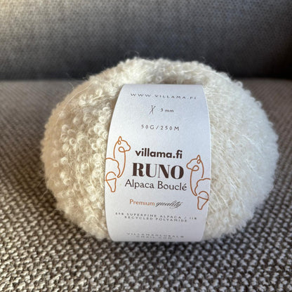 RUNO Alpakan bouclé – superfine alpakka 50g - villama - yarn - white