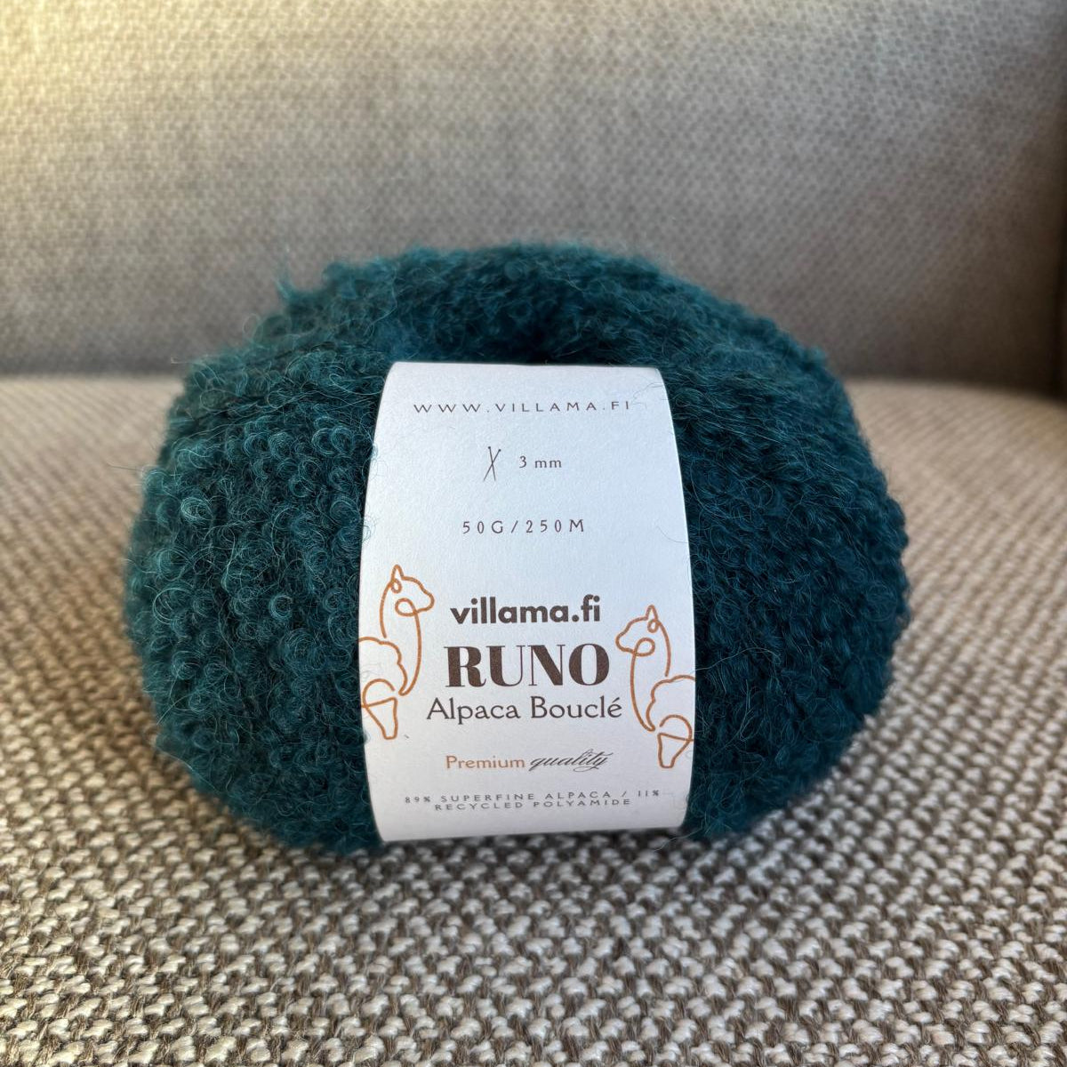 RUNO Alpakan bouclé – superfine alpakka 50g - villama - yarn - blue