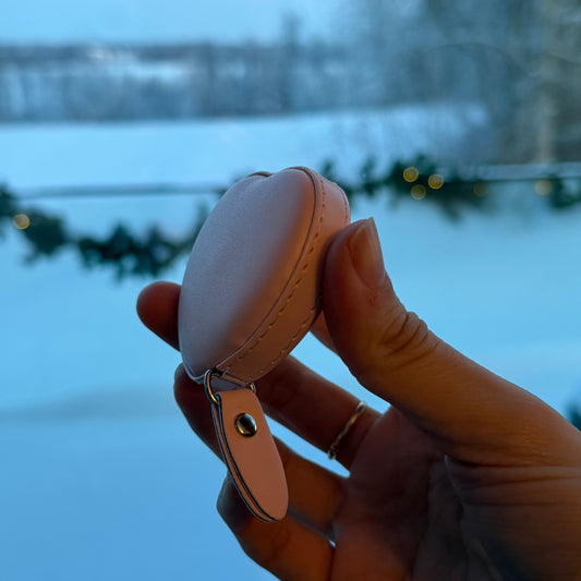 Räätälinmitta: Mittanauha vaaleanpunainen - villama - retractable heart-shape tape measure